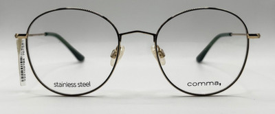 comma Brille Gestell Schwarz Gold Hexagonal Rund 51-17 Damen Herren