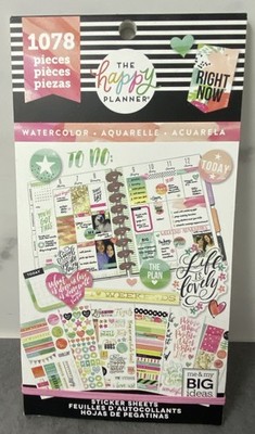 The Happy Planner Right Now Watercolor Sticker Book - 1078 Pieces - New