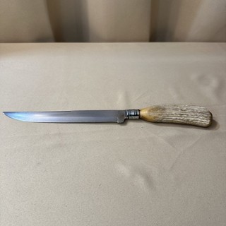 Vintage Stag Antler Handled Carving Kitchen Butcher Knife Unbranded 8” Blade