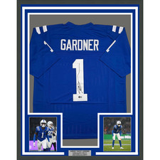 Framed Autographed/Signed Ahmad Sauce Gardner 35x39 Indianapolis Jersey BAS COA