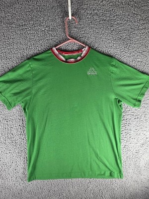 Kappa Shirt Mens Large Green Red Logo Collar Short Sleeve Athletic Tee T-Shirt