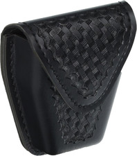 Model 190 Handcuff Case with Top Flap and Tapered Bottom, Black, Basketweave wit