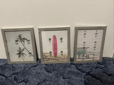 Lot of 3 Brand New Beach Surfing Palm Trees Decorative Photo Frames
