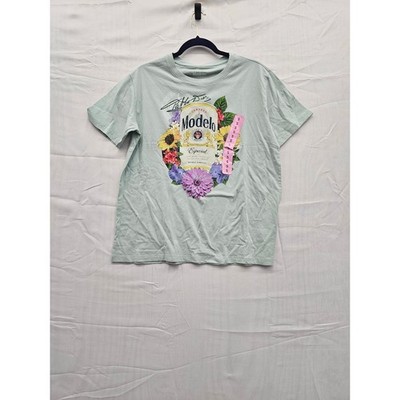 Modelo Especial Beer Floral Graphic T-Shirt Green Mens Small New NWT 16776
