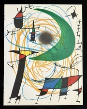 Joan Miro c.1972 La Lune Verte Green Moon Original Lithograph Modern Surreal Art