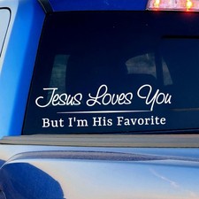 Jesus Loves You Decal Funny Christian Sticker Catholic Humor Car Window Gift