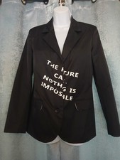 Black blazer jacket with white graphic accents lined size S