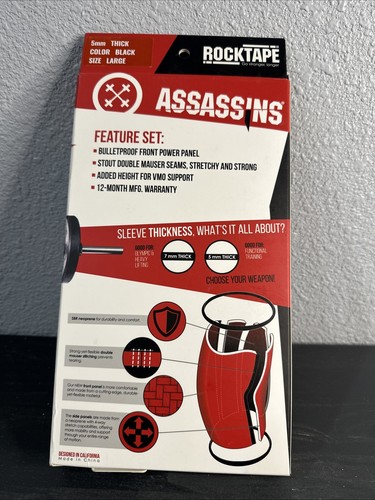 RockTape ASSASSINS Knee Sleeves RockTape Black (Size Large) NEW IN BOX - Picture 2 of 2