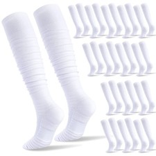 16 Pairs Scrunch Football Socks Youth Ultra Long Padded Compression Socks White