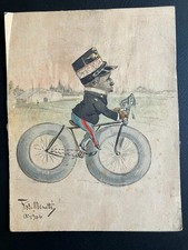 disegno caricatura Frate Menotti Bari 1906 acquerello su cartoncino militare