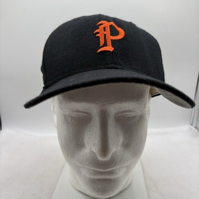 New Era baseball hat cap P logo cat/tiger paw on back black fitted 7 1/4