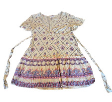 RAGA Anthropoligie Women's Boho Hippie Faux Wrap Top/Dress; Cream - Size Medium