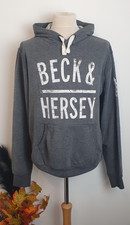 BECK & HERSEY Mens Size L Grey Long Sleeve Pull Over Hoodie 