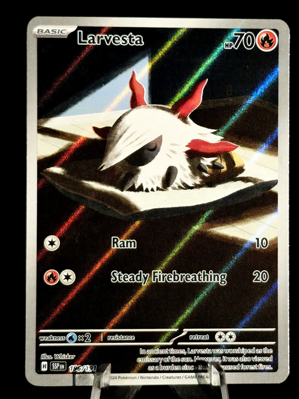 Pokemon Larvesta 196/191 Sv08: Surging Sparks Holo Illustration Rare TCG