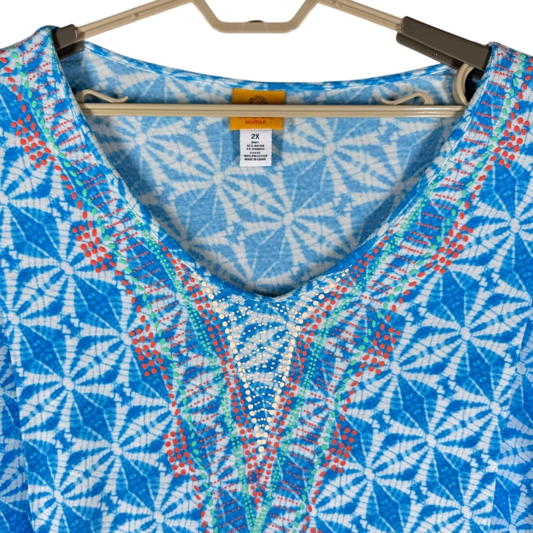 Ruby Rd. Geometric Tie Dye Print Stretch Tunic To… - image 2