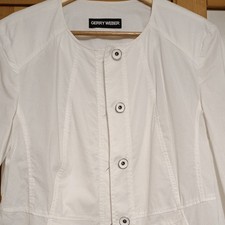 Gerry Weber Damen Jacke M weiß Baumwolle hal...