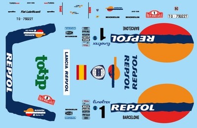 1:64 HOTWHEELS    Lancia Delta Integrale HF Rallye Repsol SAINZ set water decal