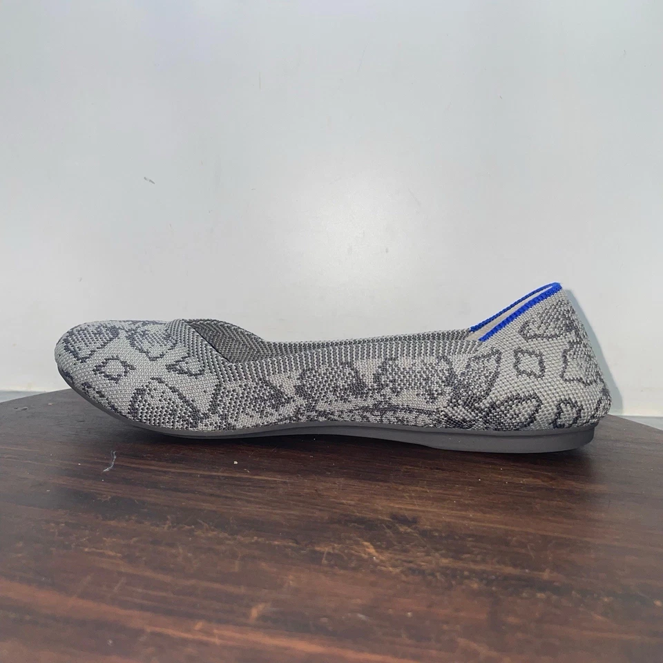 Zapato de muñeca Rothys para mujer 6,5 gris piedra estampado serpiente tejido lavable sin cordones planos Foto 2 de 4
