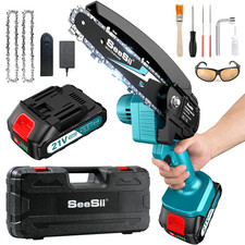 SEESII 8Inch Mini Cordless Chainsaw Electric Battery Tree Pruning Chain Saw