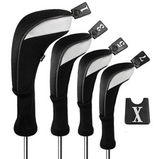 Andux Golf Club Headcovers, Set Of 4, For Wood Drivers, 460Cc , Mt/Mg30 (Black)_