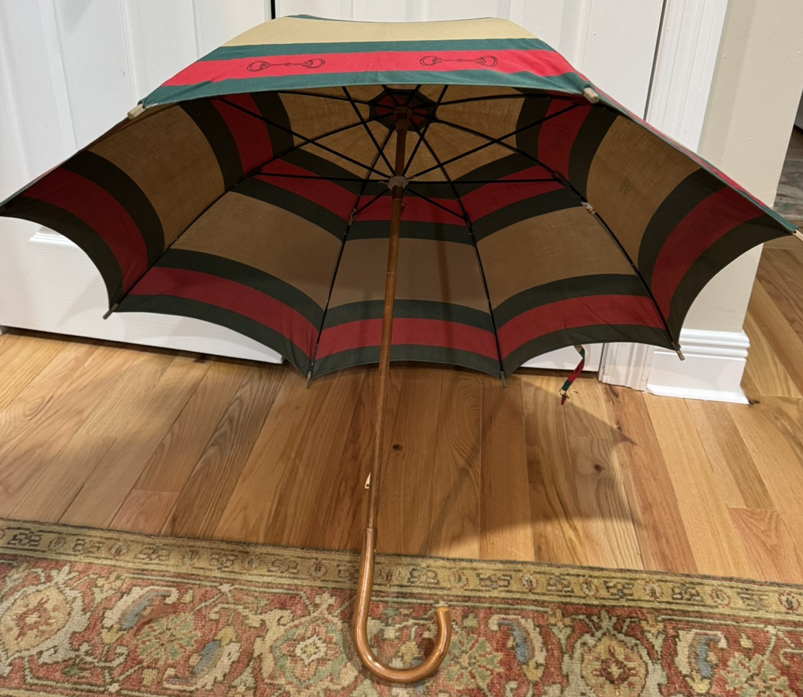 RARE Vintage 1960's Gucci Parasol Doorman's horsebit print wood