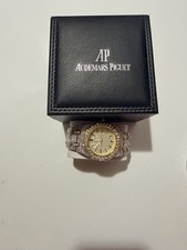 Audemars Piguet Royal Oak Gold Dial Gem-Set Bezel Quartz Date w/ Box