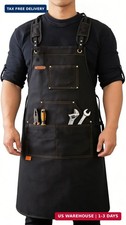 Kitchen apron 16oz canvas with cross-back, waterproof and oil-proof, heavy-duty
