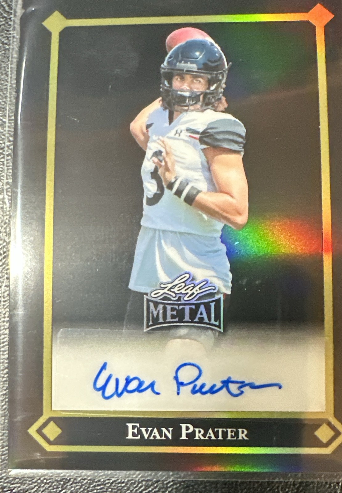 2025 Leaf Metal - Autographs Evan Prater #92L-EP1 Black Prismatic /5 (AU, RC)