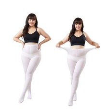2 Pairs Women's Plus Size Opaque Tights Control Top Medium-Large Plus White