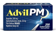 Advil PM Ibuprofen 200mg Pain Reliever & Nighttime Sleep-Aid 200 Caplets 2027