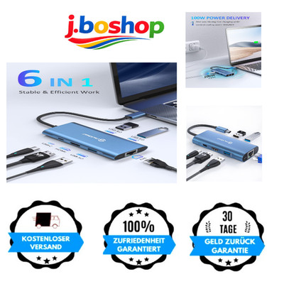 USB C Hub 6 in 1 UtechSmart HDMI Ethernet USB 3.0 100W L