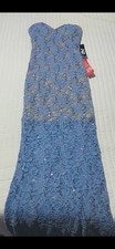 Jump Apparel Blue Lace Strapless Sweetheart Gown Women's Size 2 (M)