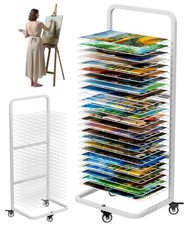 Whoonba Art Drying Rack, 25 Removable Shelves, Mobile Metal Paint Stand
