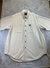 Wrangler Riggs Workwear Button Down Shirt Men's Size XL Short Sleeve Tan