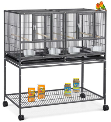 42'' Stackable Center Divided Breeder Breeding Nest Parakeet Bird Rolling Cage