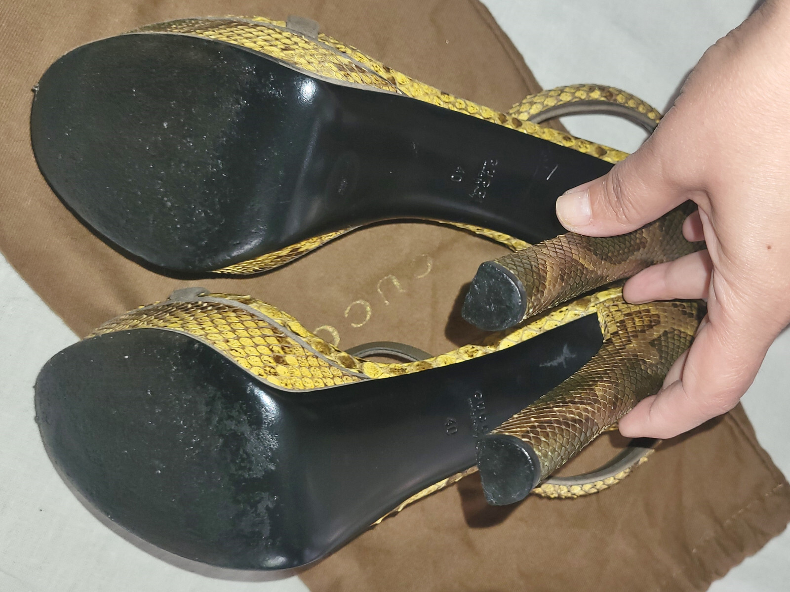 GUCCI ~  real PYTHON snakeskin open toe sandals ~… - image 8