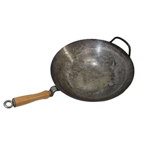 Heavy Duty Hand Hammered Chinese Wok Pan 16" Large Skillet Deep Fry Stir Frying