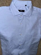 Mens Boss Hugo Boss Selection Long Sleeve Blue Button Up Shirt 43/17 - EUC