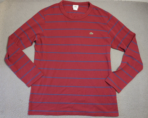 Lacoste Shirt Mens Size 8 Striped Long Sleeve Pullover
