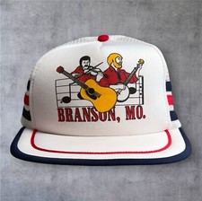 Vintage Branson, Missouri Mesh Snapback Trucker Hat Country Music Red White Blue