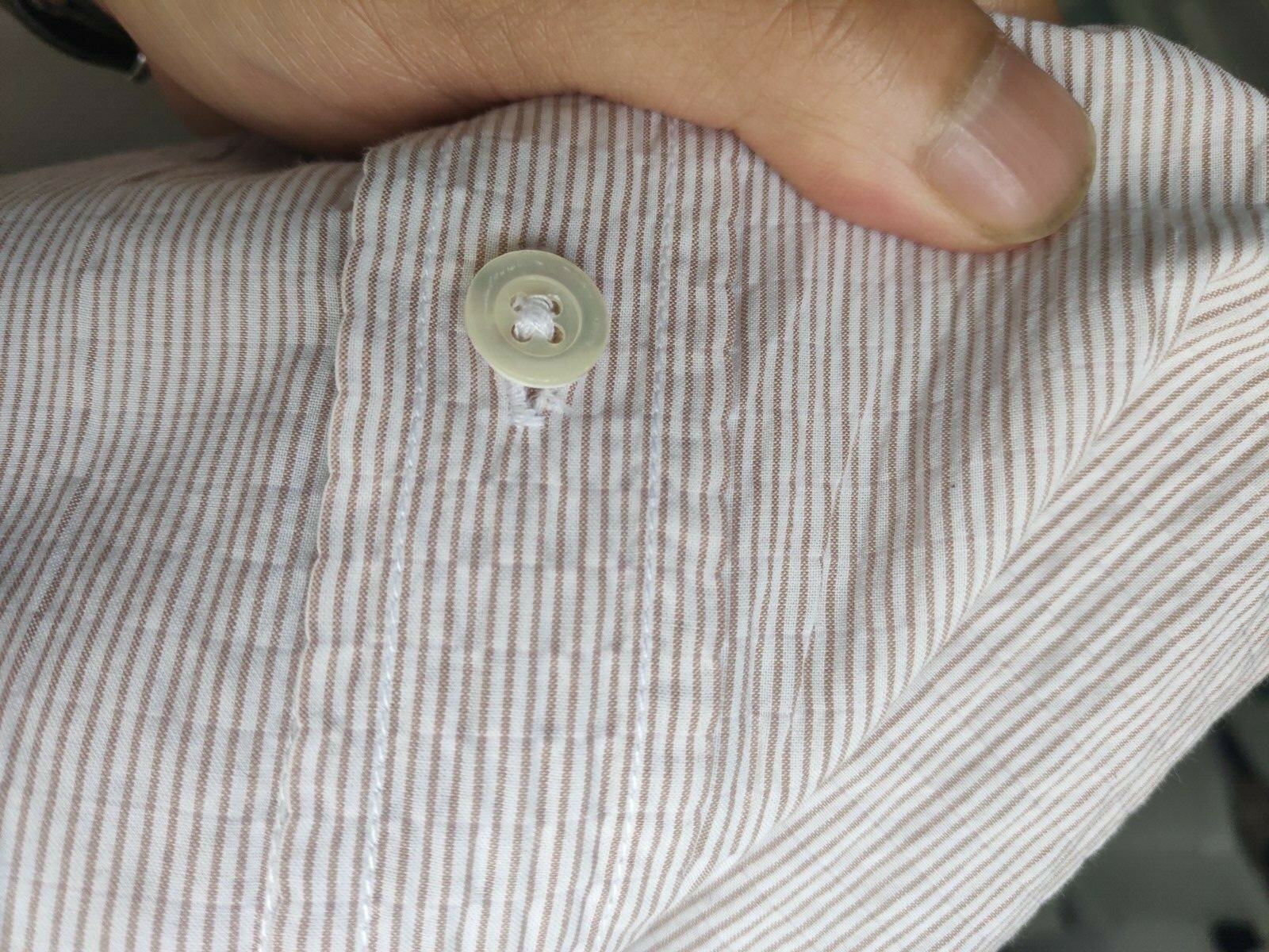 FILA Camicia Seersucker Richard James Savile Row a righe 16 5 42 M bianca e marrone