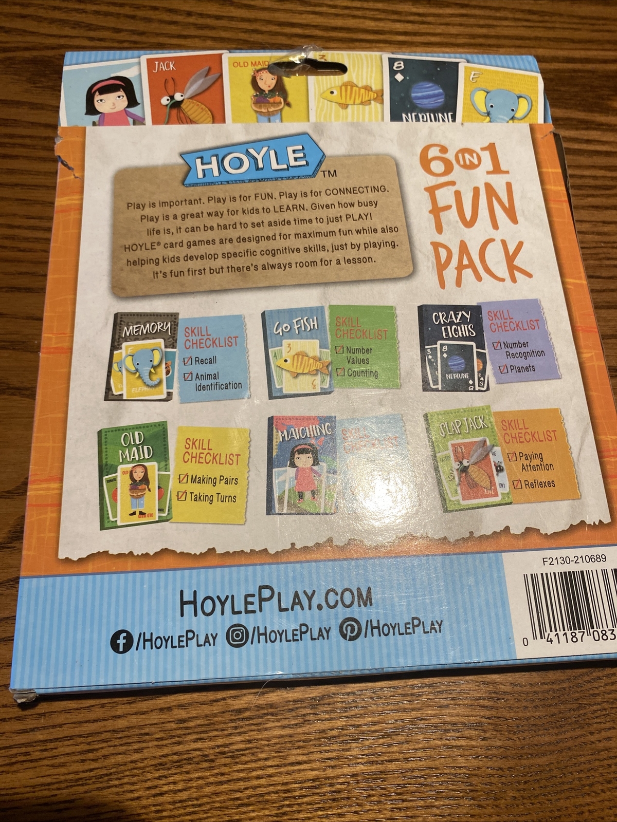 NEW & SEALED Hoyle 6 in 1 Fun Pack Card Games for Kids Go Fish, Memory ...