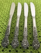 MSI Japan VERSAILLES Stainless 4 Dinner Knives Textured Floral Flatware - 8 7/8"