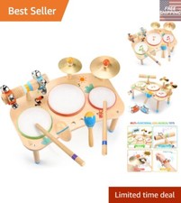 Wooden Kids Drum Set with Professional Sound - Perfect for Toddlers Age 3-6