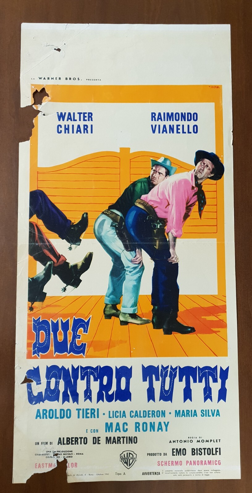 Locandina originale film Due contro tutti (1962) - Regia di Alberto De Martino, Antonio Momplet