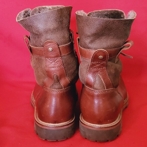 HS Track Mens Leather Boots Lace Up Shearling Lining 12 M - Picture 2 of 13
