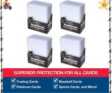 Trading Card Sleeves Hard Plastic Clear Case Holder 100 Baseball Cards Topload