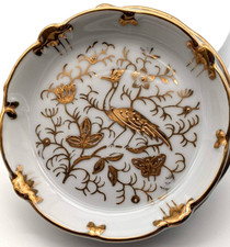 Ardalt Gold Gilt Porcelain Small Flat Bowls Set Of 8 Birds Japan