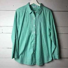 Uncommon Threads J. Jill Women’s Gingham Embroidered Button Down Size Small