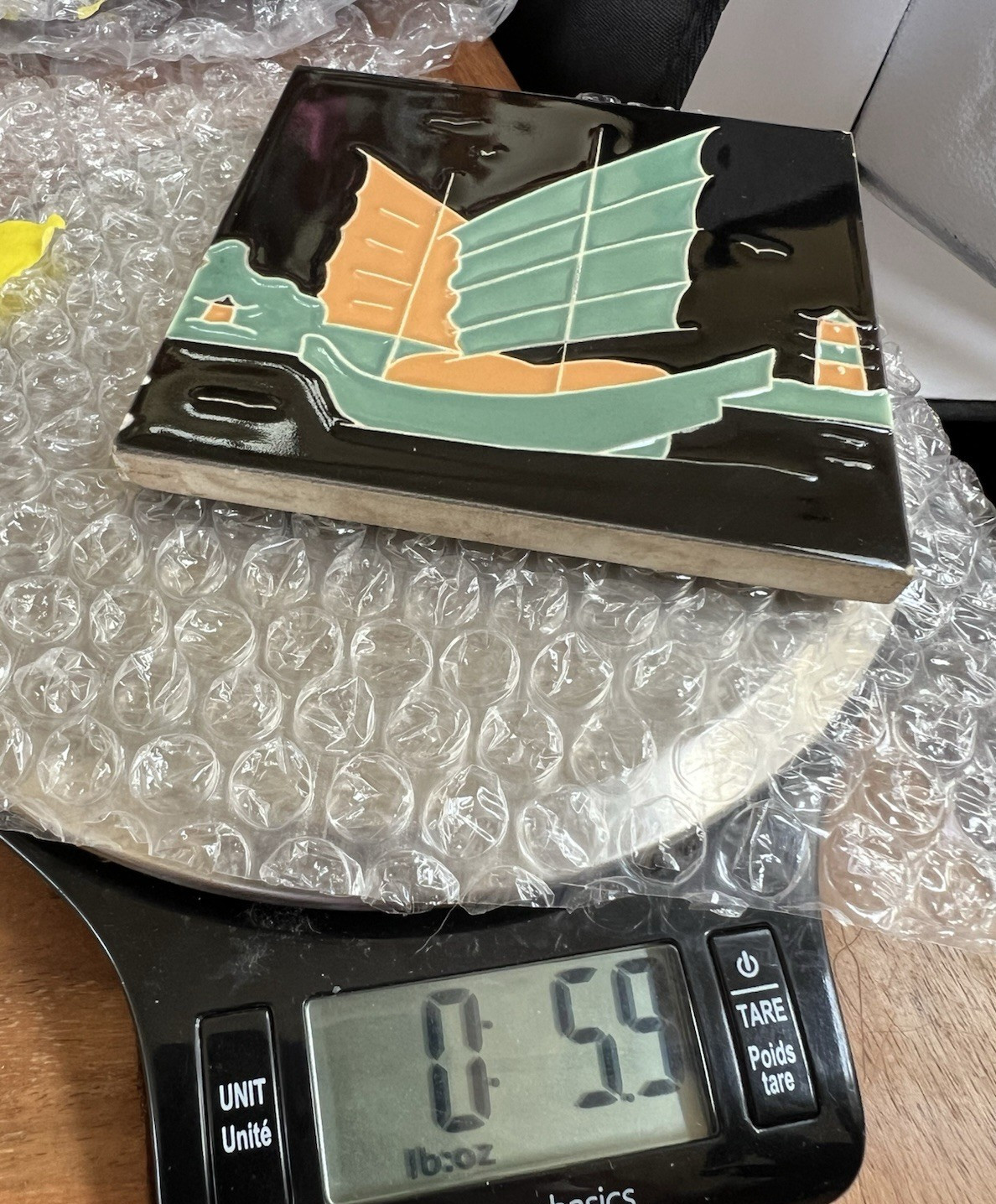 American Encaustic Tile Co  Boat And Pagoda Scene Decorative Tile Asian Style